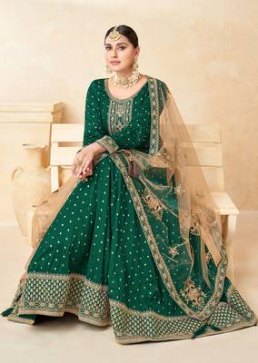 Green embroidered taffeta salwar 4