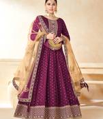 Magenta embroidered taffeta salwar
