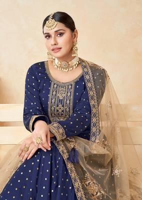 Navy-blue embroidered taffeta salwar 2