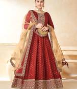 Red embroidered taffeta salwar