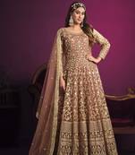 Light-coral embroidered net salwar