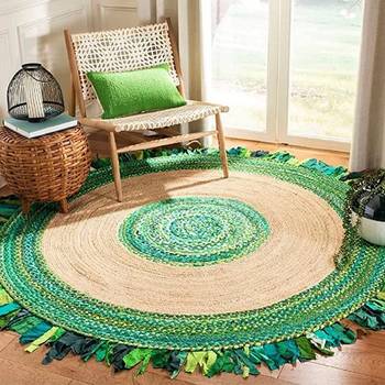 Ar Antique Rugs Handwoven Round Rug for Living Room, Jute Round Floor Mat, Rugs for Living Room 1