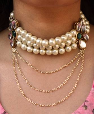 Pearl And Kundan Multi Chain Necklace 1
