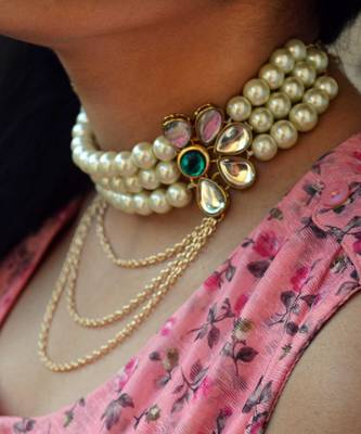 Pearl And Kundan Multi Chain Necklace 2