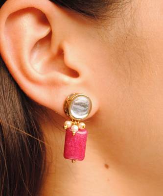Semi precious Red stone and kundan necklace Set 2