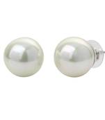 Mahi Rhodium Plated Classic White Artificial Pearl Stud Earrings for Women (ER1109822RWhi_08mm)