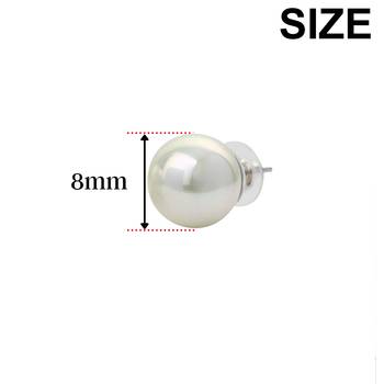 Mahi Rhodium Plated Classic White Artificial Pearl Stud Earrings for Women (ER1109822RWhi_08mm) 5