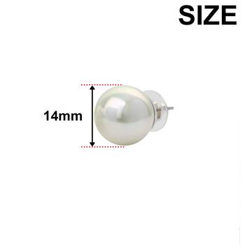 Mahi Rhodium Plated Classic White Artificial Pearl Stud Earrings for Women (ER1109822RWhi_14mm) 5