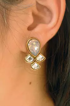 Grey Crystal Kundan Necklace Set