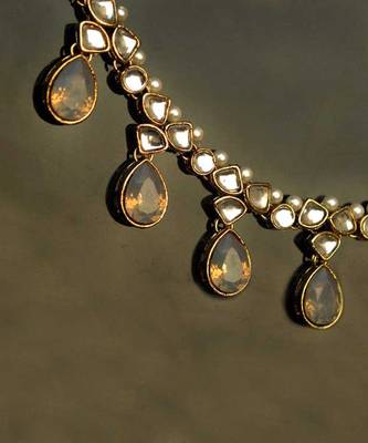 Grey Crystal Kundan Necklace Set 4