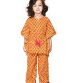 Orange printed cotton kids-kaftans
