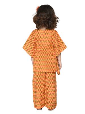 Orange printed cotton kids-kaftans 2