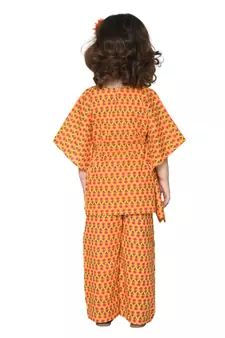 Orange printed cotton kids-kaftans