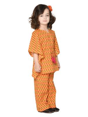 Orange printed cotton kids-kaftans 3