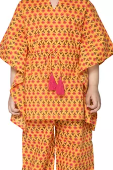 Orange printed cotton kids-kaftans