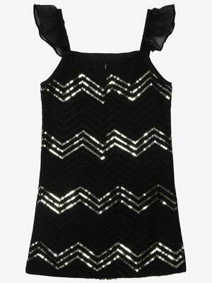 Black embroidered georgette girls-top-bottom 3
