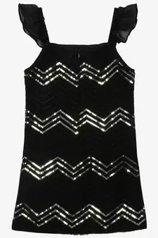 Black embroidered georgette girls-top-bottom