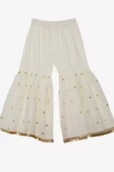 Black embroidered georgette girls-top-bottom