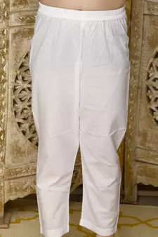 Blue hand woven blended cotton boys-kurta-pyjama
