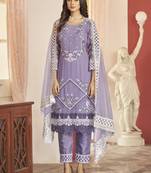 Lavender Georgette Embroidery Party Wear Straight Suits