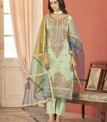 Sea Green Georgette Embroidery Party Wear Straight Suits