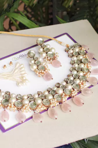Rose Quartz Semi Precious Necklace