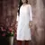 Hand Crafted White & Peach Cotton Lucknowi Chikankari Indian Women Straight Kurta
