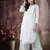 Handmade White & Green Cotton Lucknowi Chikankari Indian Women Straight Kurta