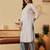 Handmade White & Lime Green Cotton Lucknowi Chikankari Indian Women Straight Kurta