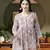Handmade Floral Printed Grey & Orange Cotton Lucknowi Chikankari Indian Women Flared Short Kurti