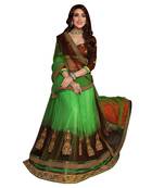 green embroirired net regular lenga choli with blouse