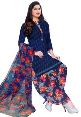 Dark-blue printed rayon salwar 1