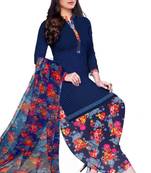 Dark-blue printed rayon salwar