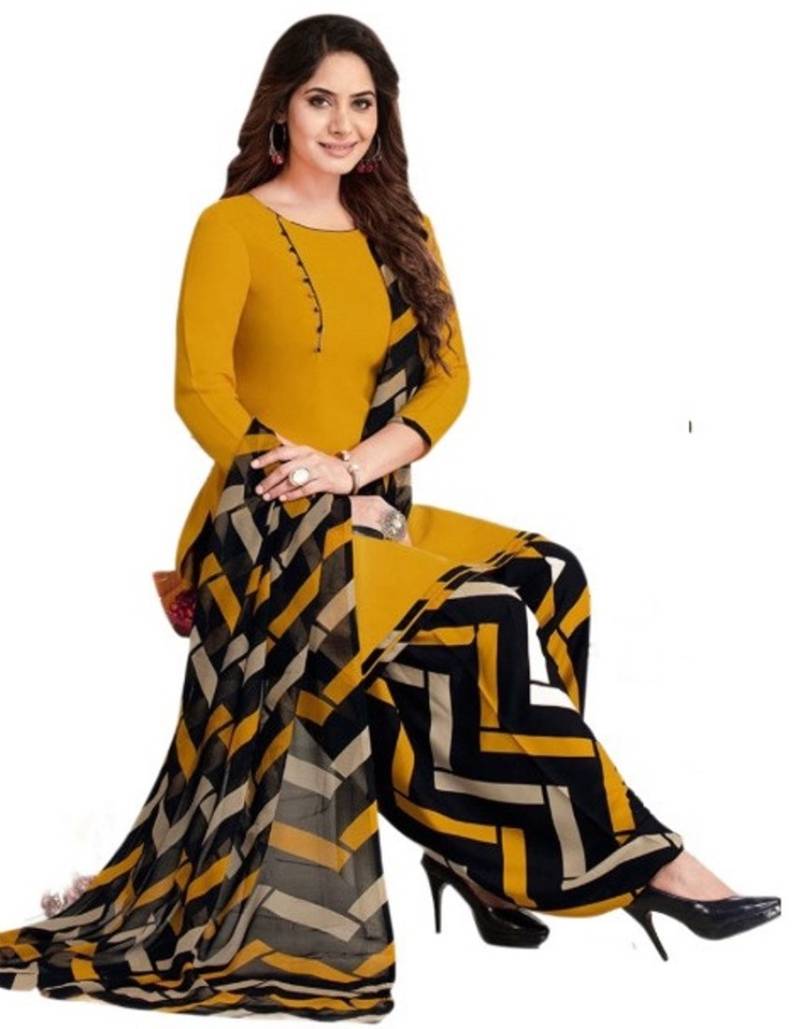 Mustard printed rayon salwar