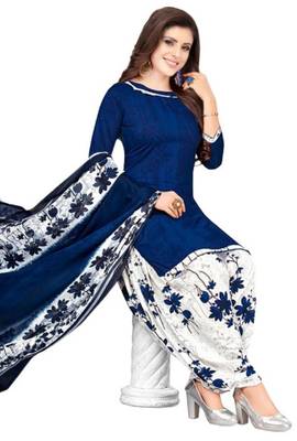 Dark-blue printed rayon salwar 1
