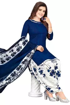 Dark-blue printed rayon salwar