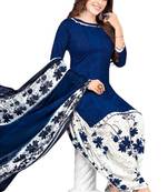 Dark-blue printed rayon salwar