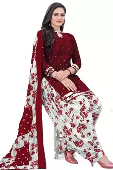 Maroon printed rayon salwar
