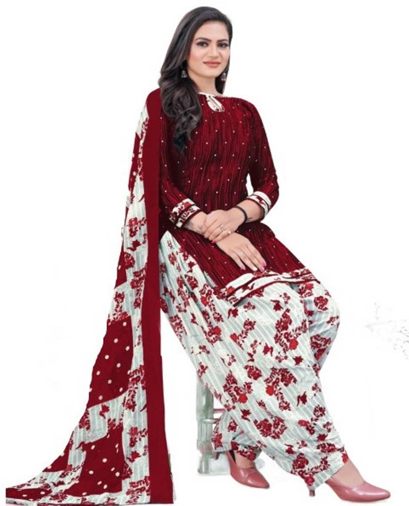 Maroon printed rayon salwar