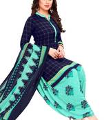 Dark-blue printed rayon salwar