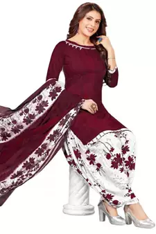 Maroon printed rayon salwar