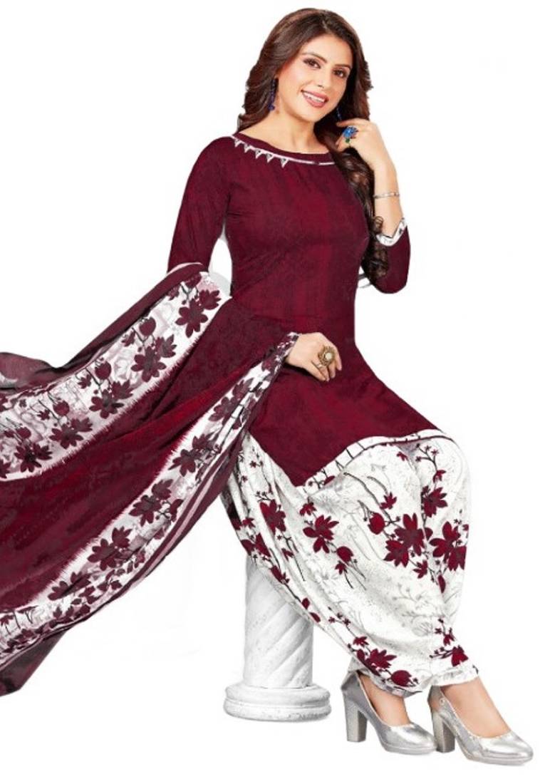 Maroon printed rayon salwar