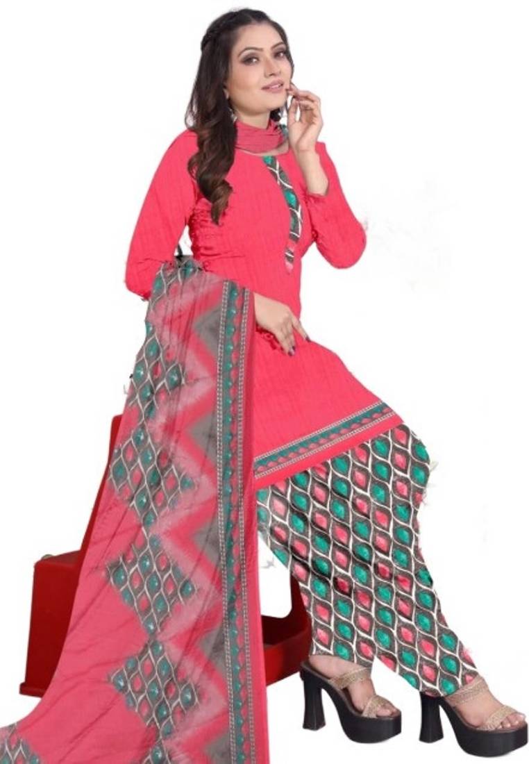 Peach printed rayon salwar