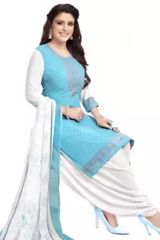 Light-blue printed rayon salwar