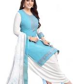 Light-blue printed rayon salwar