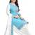 Light-blue printed rayon salwar