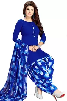 Blue printed rayon salwar