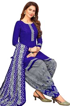Blue printed rayon salwar