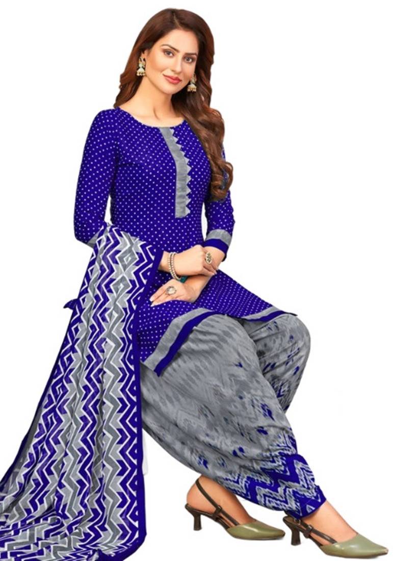 Blue printed rayon salwar