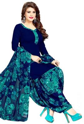 Dark-blue printed rayon salwar 1